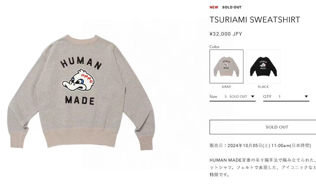 Human made鴨仔衛衣