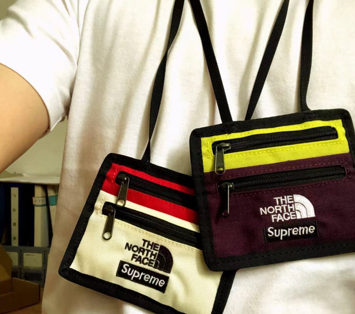TNF x supreme 撞色帆布袋
