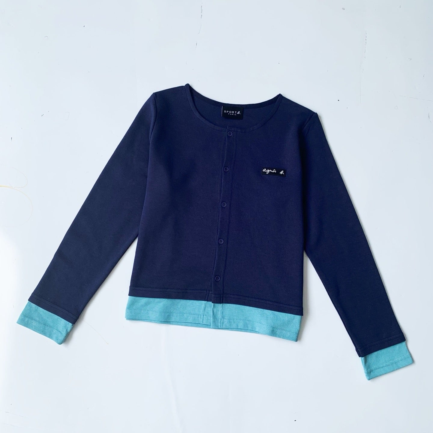 Agnes b 撞色cardigan