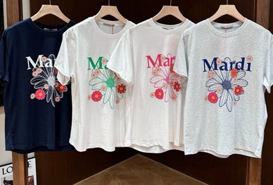 Mardi Mercredi 彩色flower tee