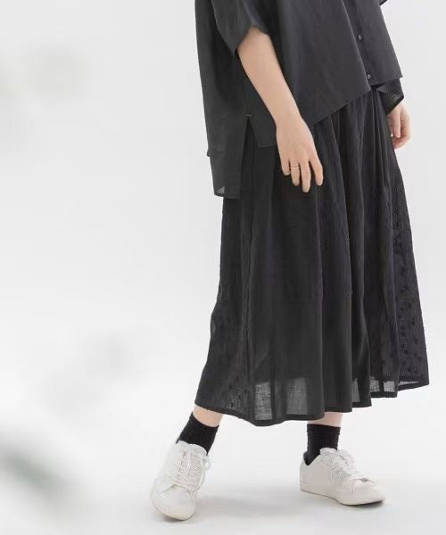 NOP接拼波點半折裙