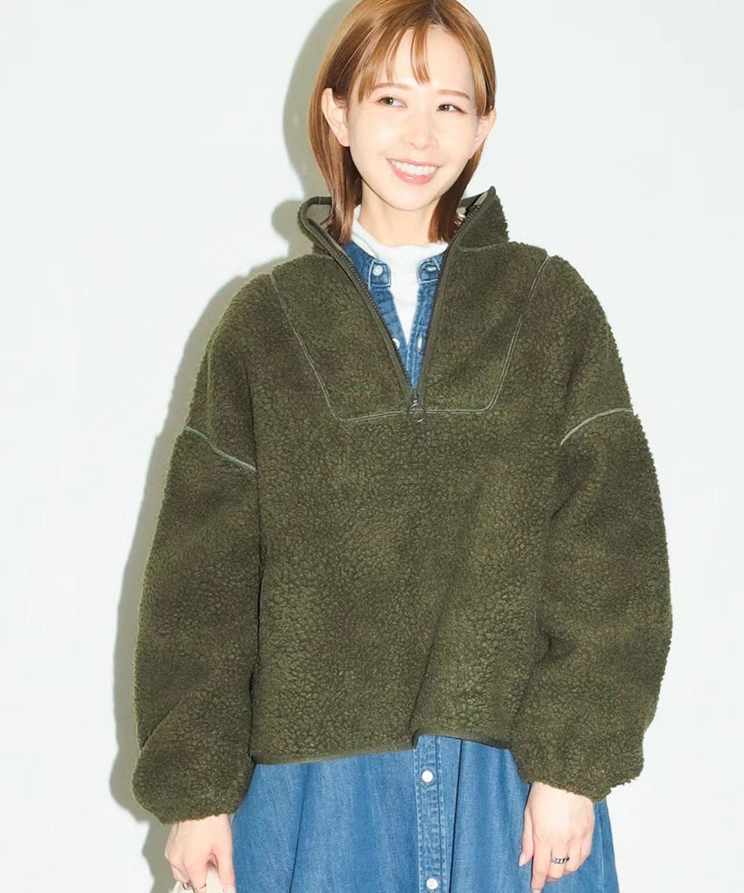 Beams boy毛毛半拉鏈衛衣