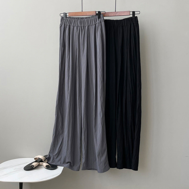 韓國防曬薄款皺褶長褲