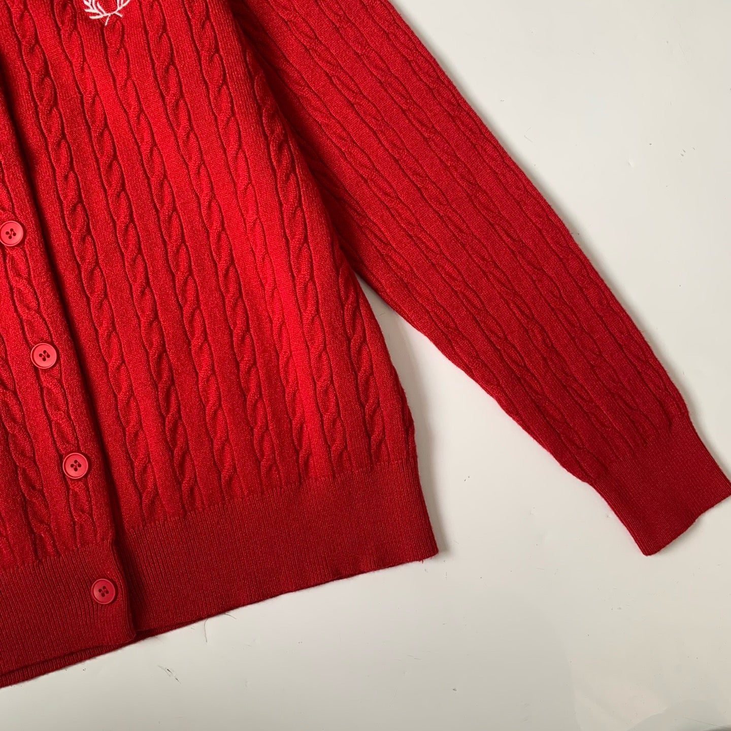 Fred perry 麻花針織cardigan
