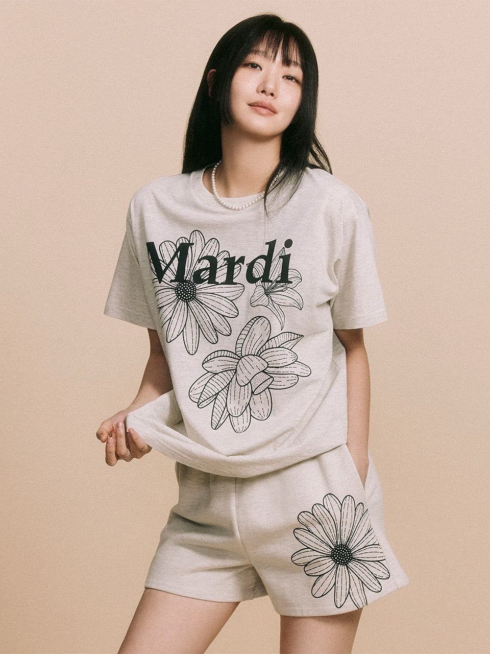 Mardi flower印花 tee
