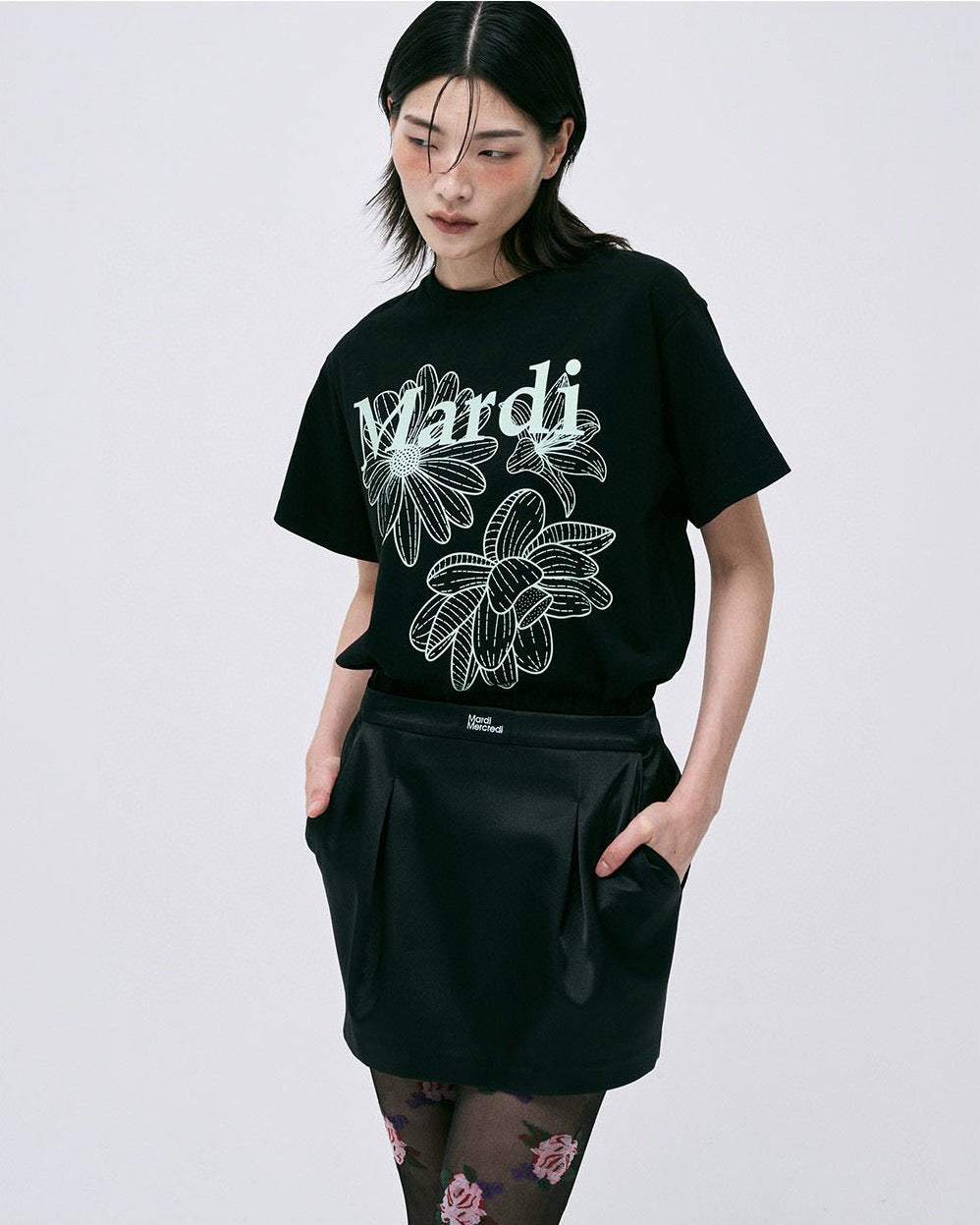 Mardi flower印花 tee