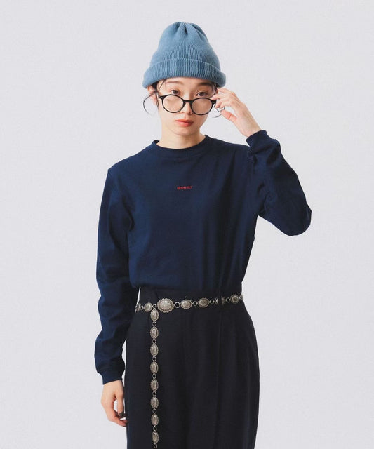 Beams長袖刺繡tee