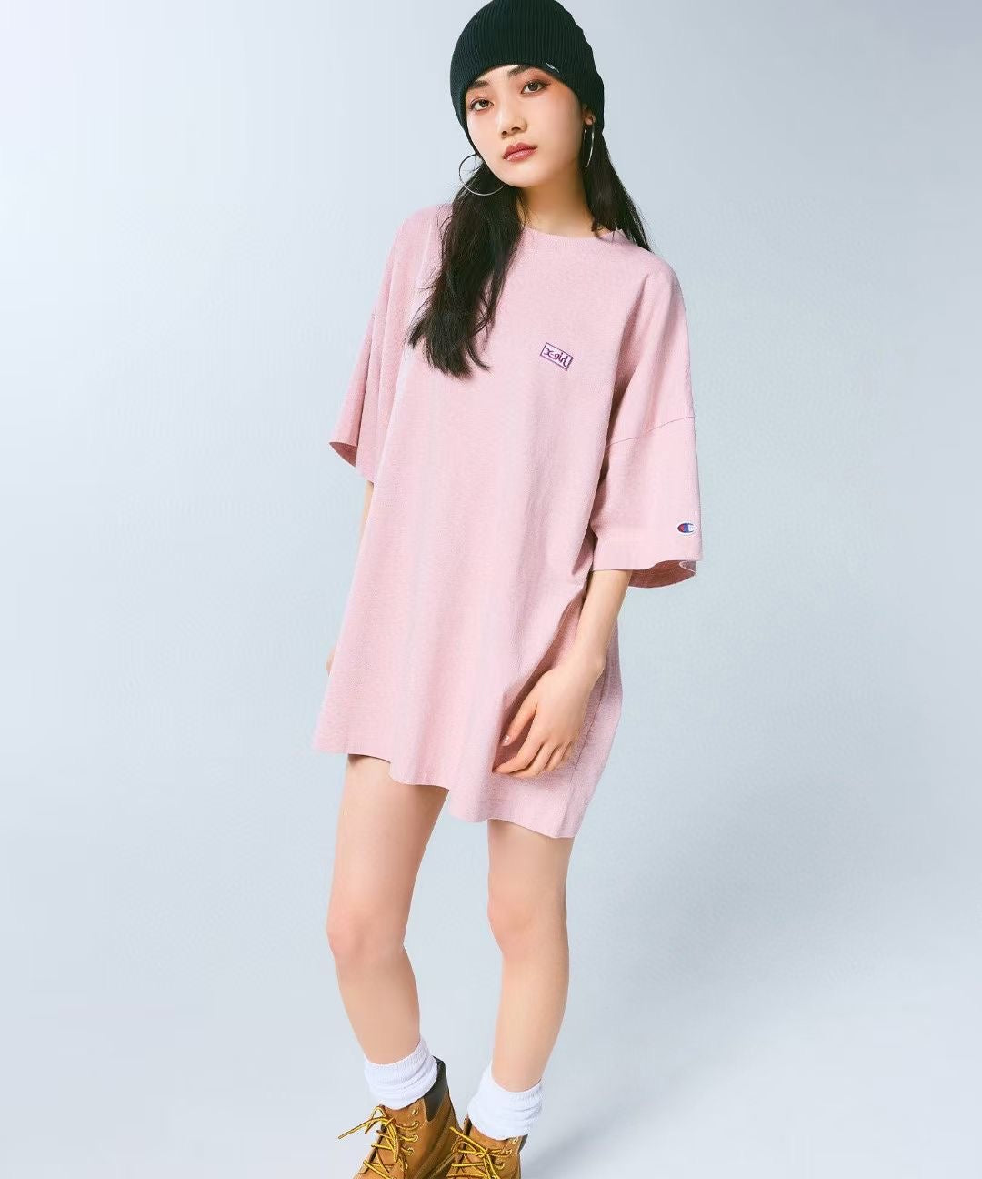 X girl x champion 中長tee