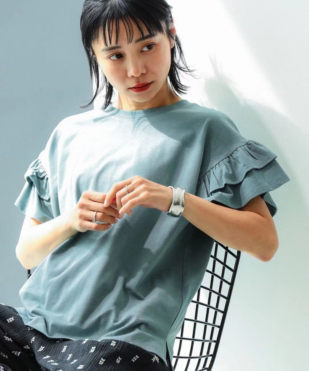 Beams 荷葉袖tee
