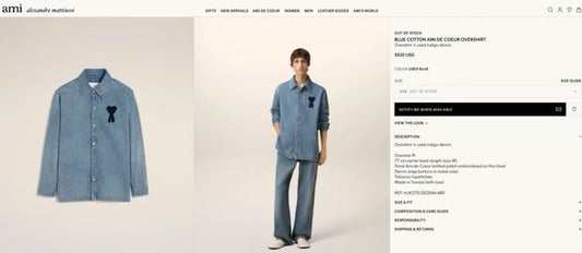 AMI 刺繡大logo牛仔裇衫