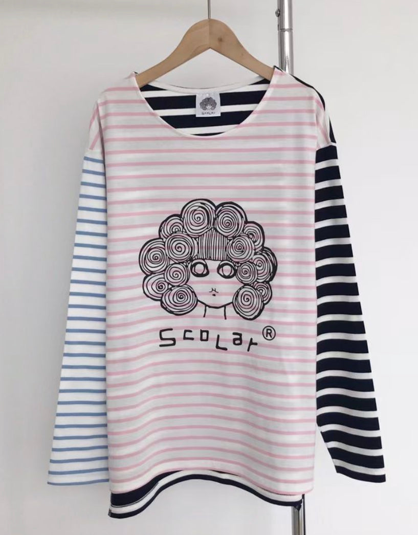 Scolar 撞色間條tee