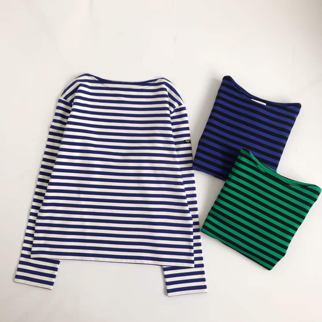 Agnes b 間條一字tee