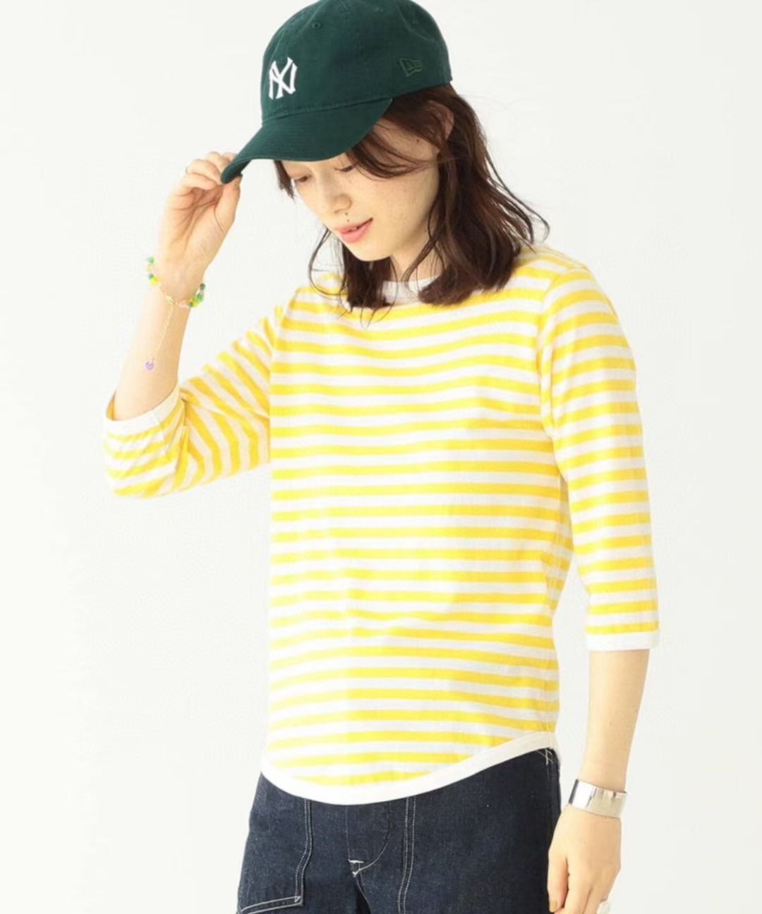Beams 間條7分袖tee