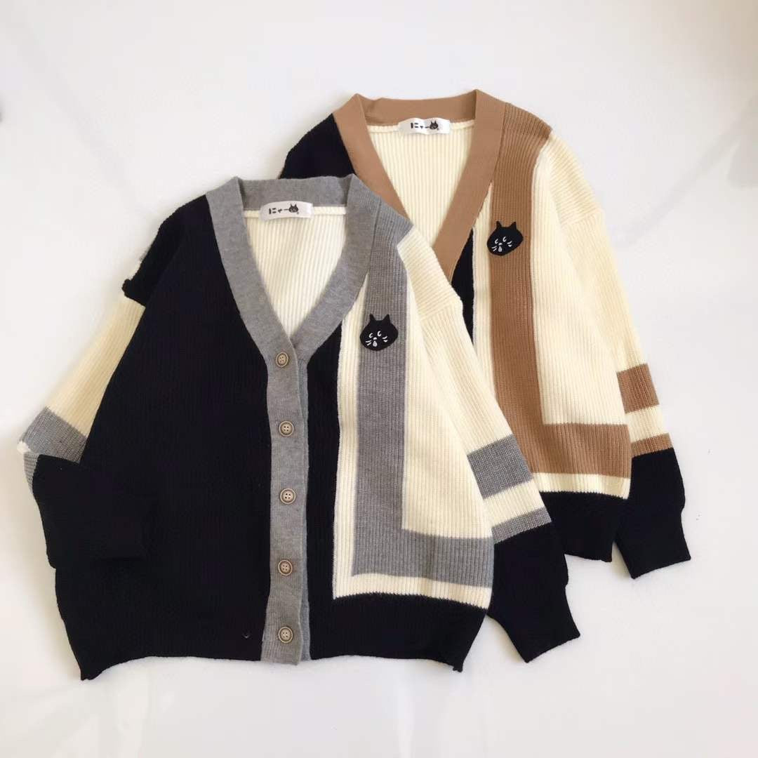 Nenet V sharp撞色cardigan