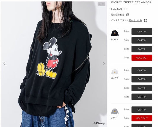 Disney Mickey拉鏈衛衣