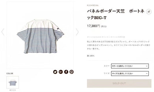 Kapital 7分間條tee