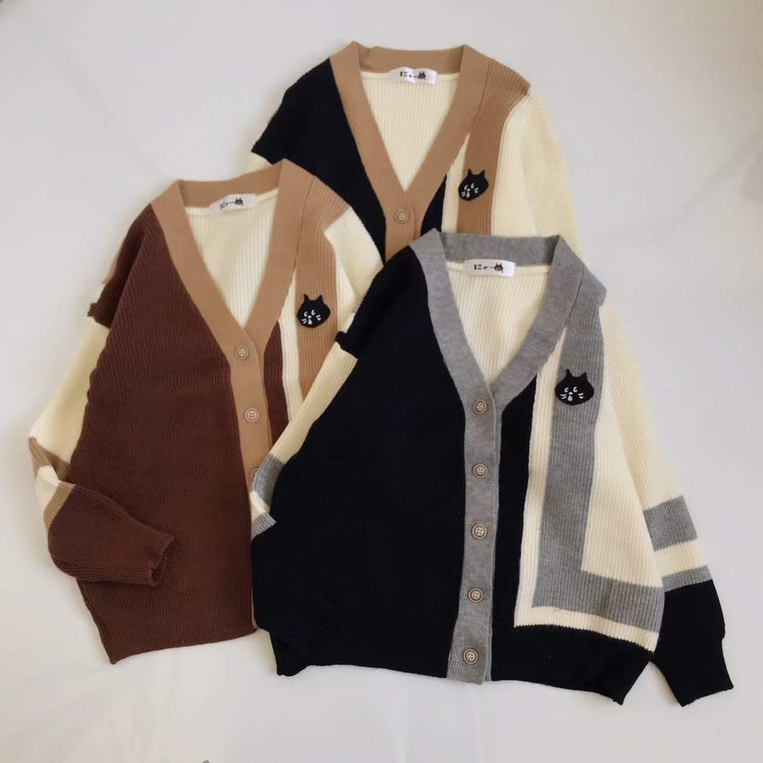 Nenet V sharp撞色cardigan