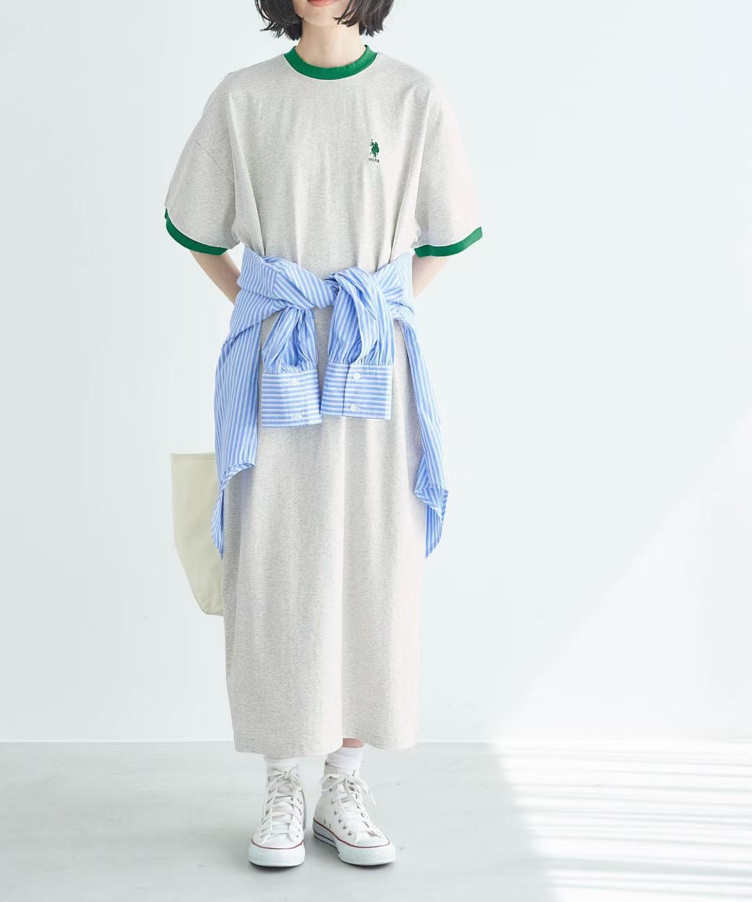 Polo撞色長裙