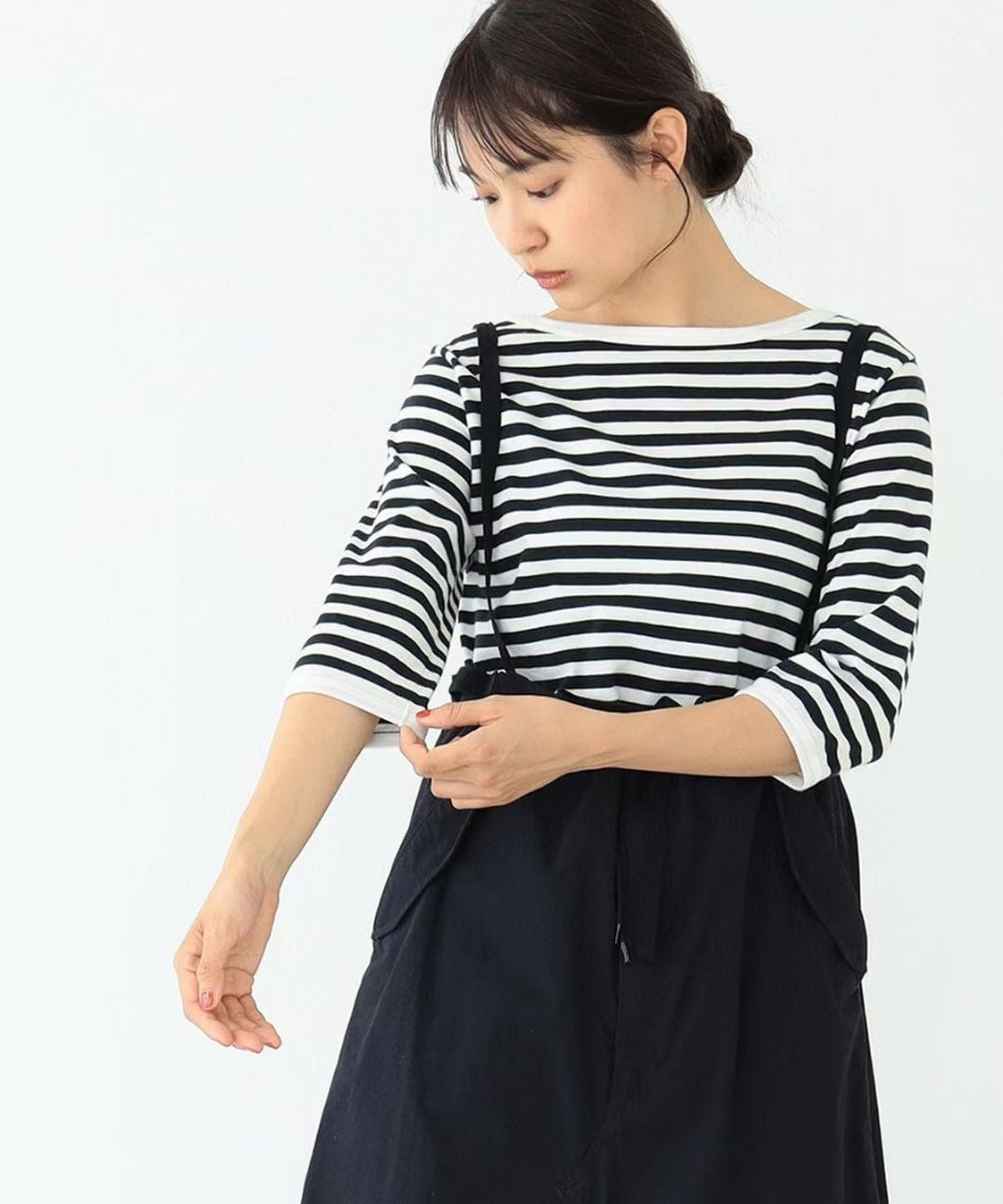 Beams 間條7分袖tee