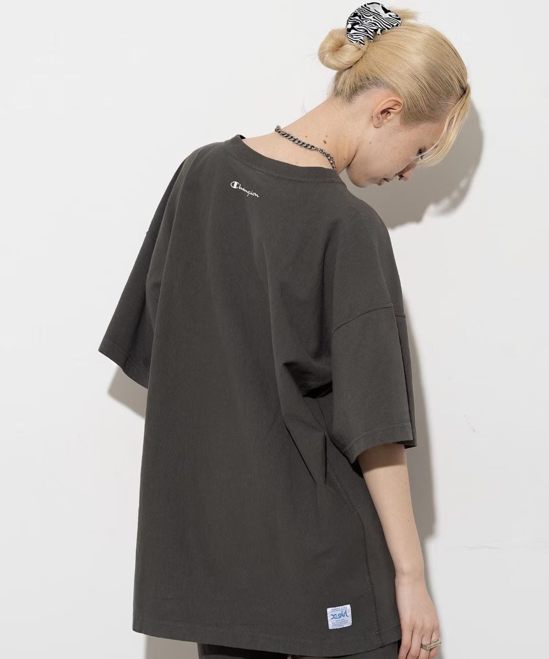 X girl x champion tee