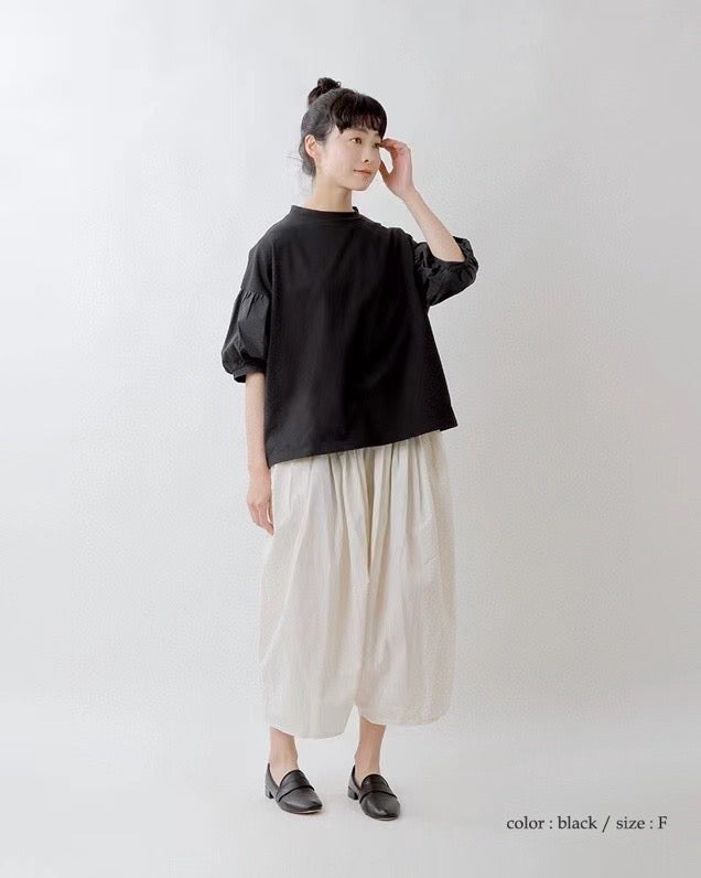 日單接拼梭織短袖tee