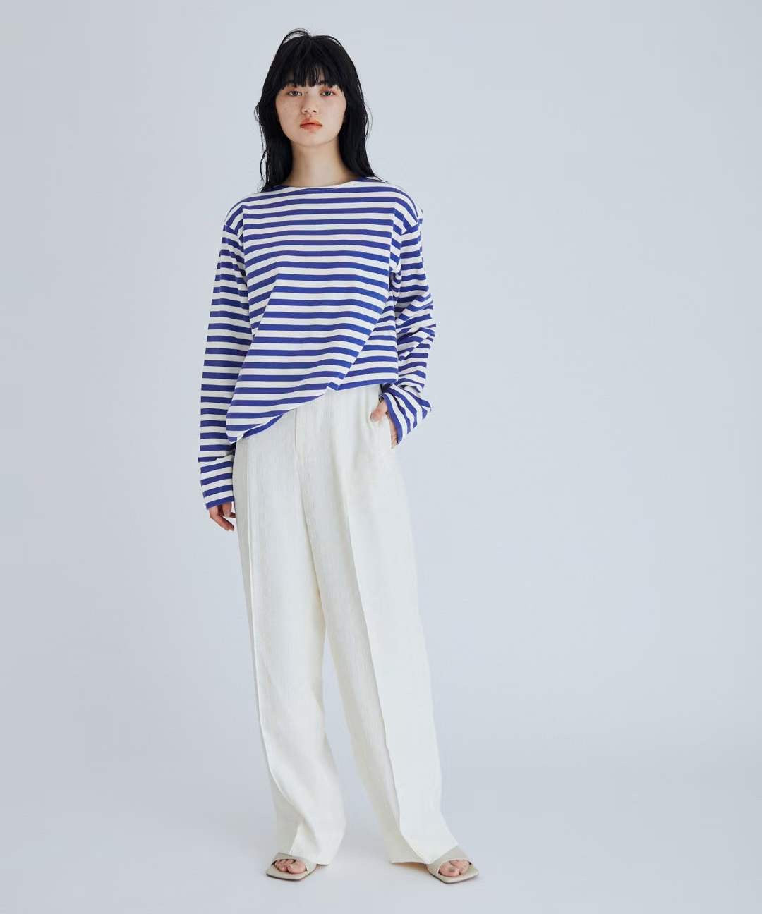 Agnes b 間條一字tee
