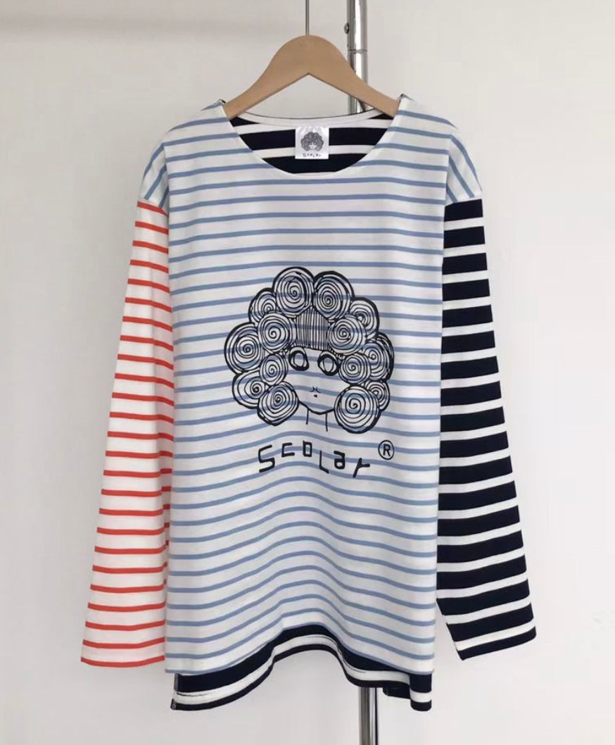 Scolar 撞色間條tee
