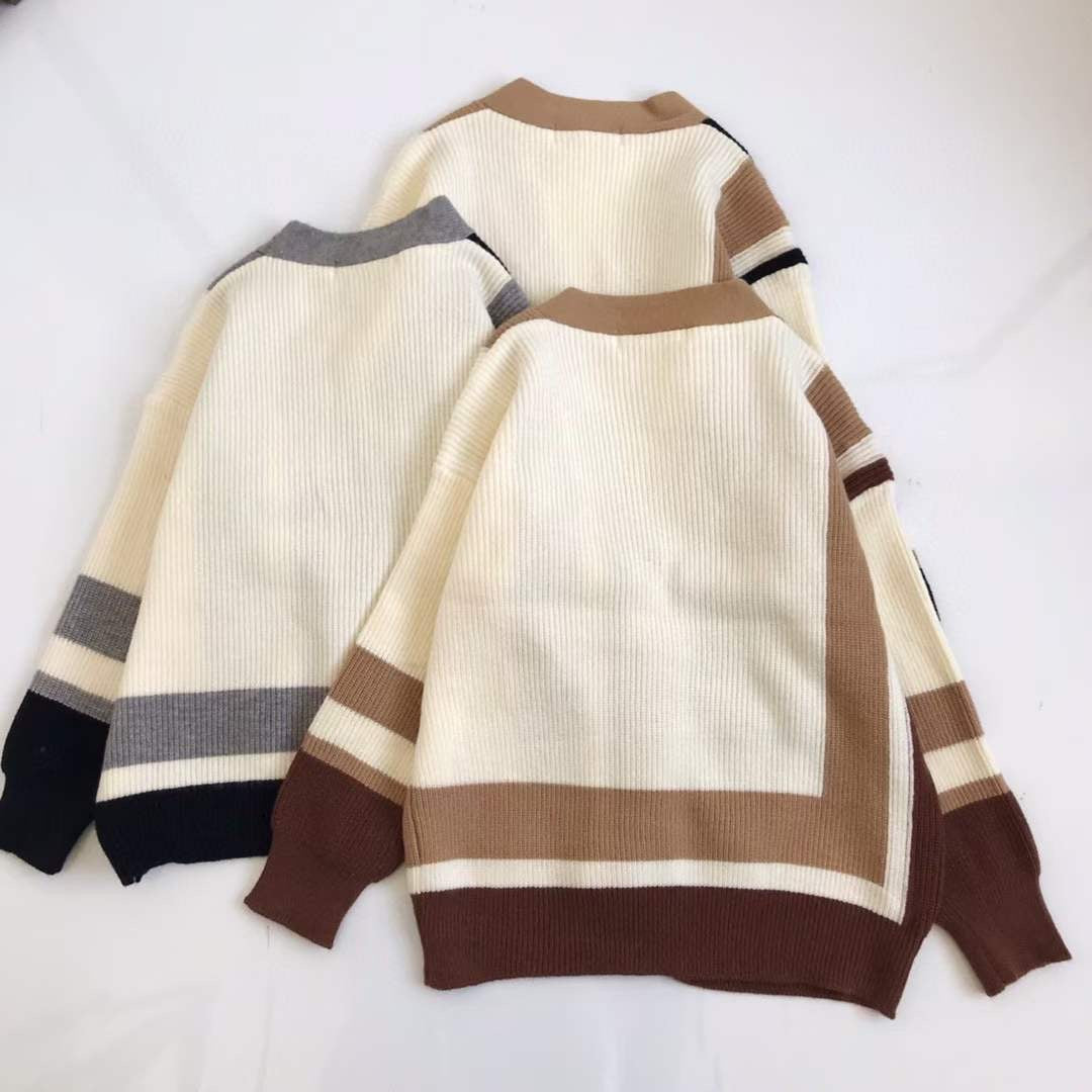Nenet V sharp撞色cardigan