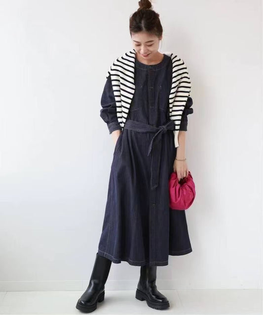 日單牛仔接拼one piece