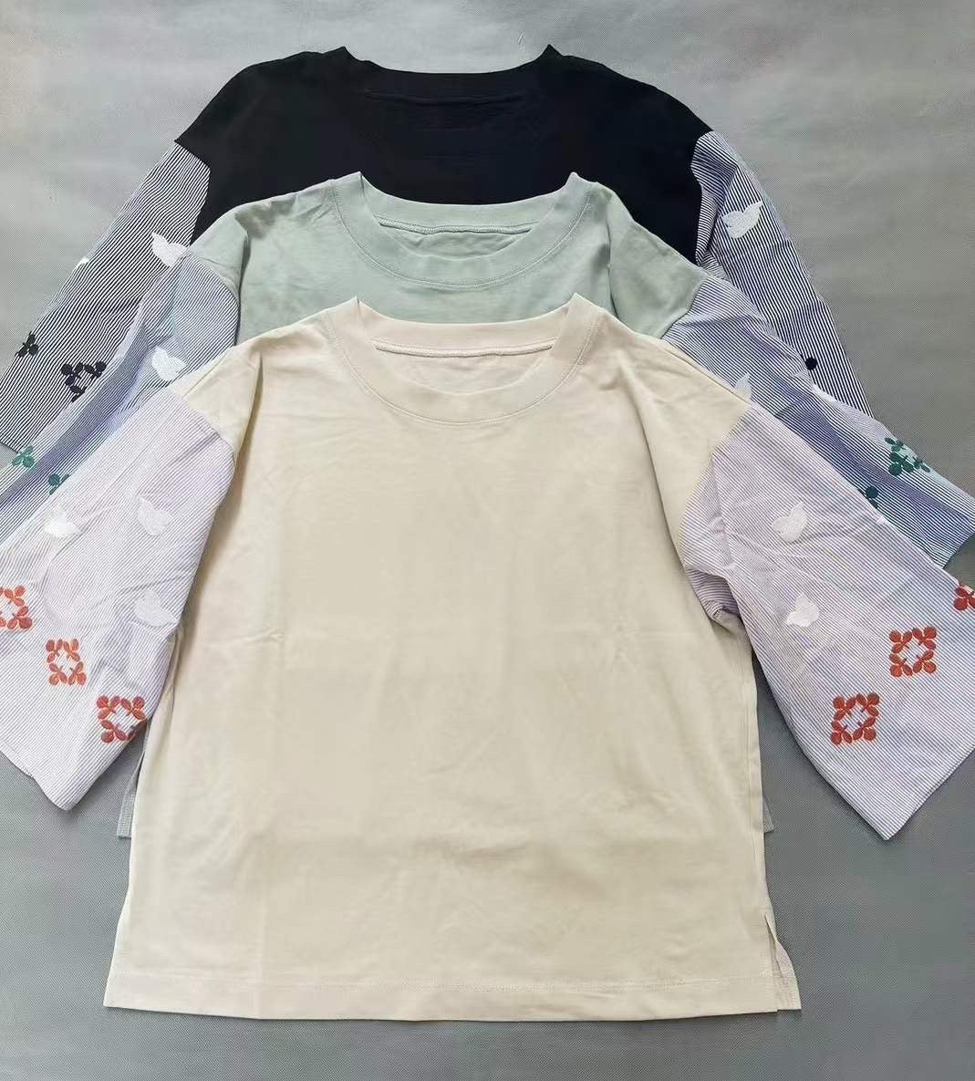 Pou Dou dou 7分袖刺繡tee