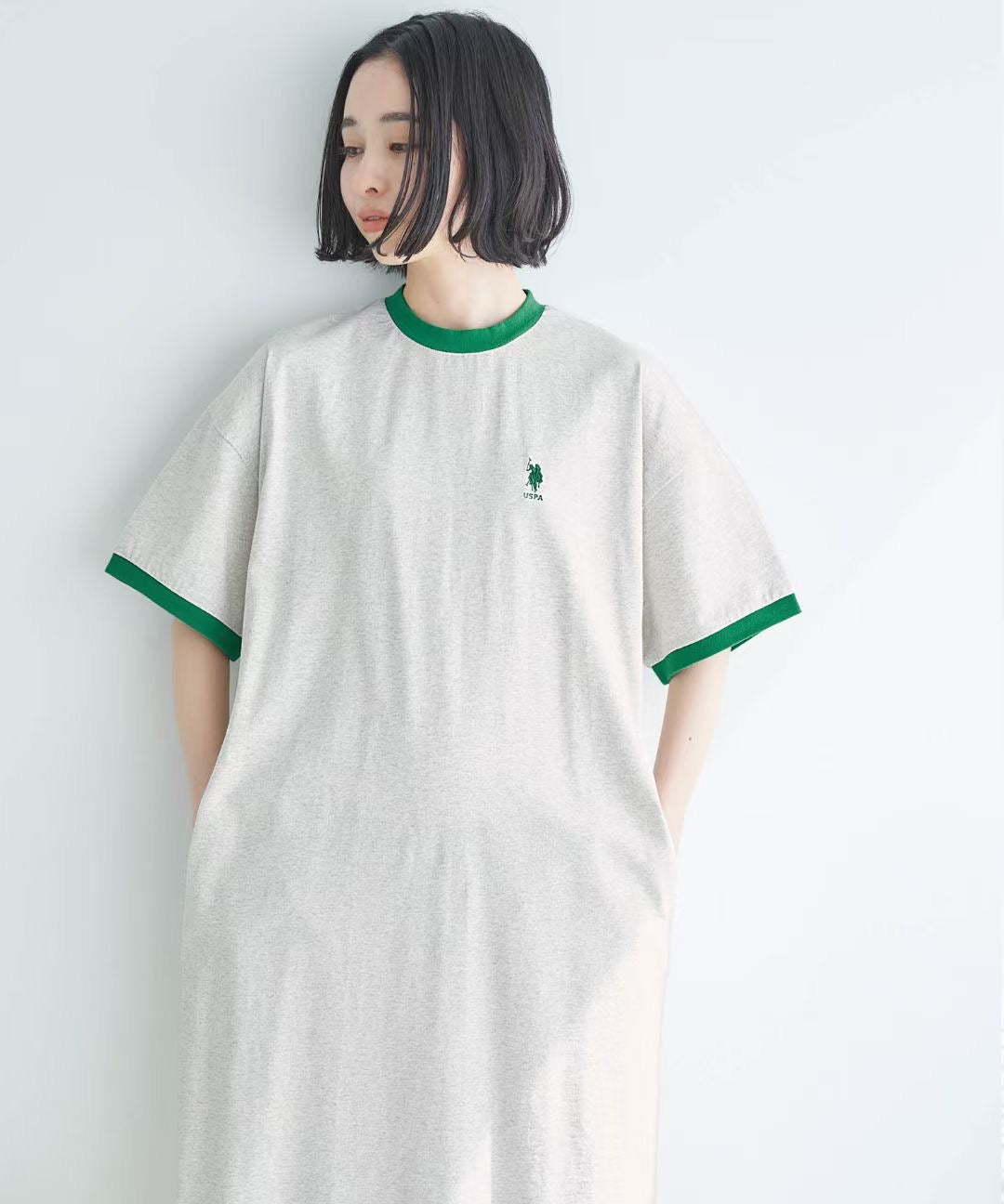 Polo撞色長裙