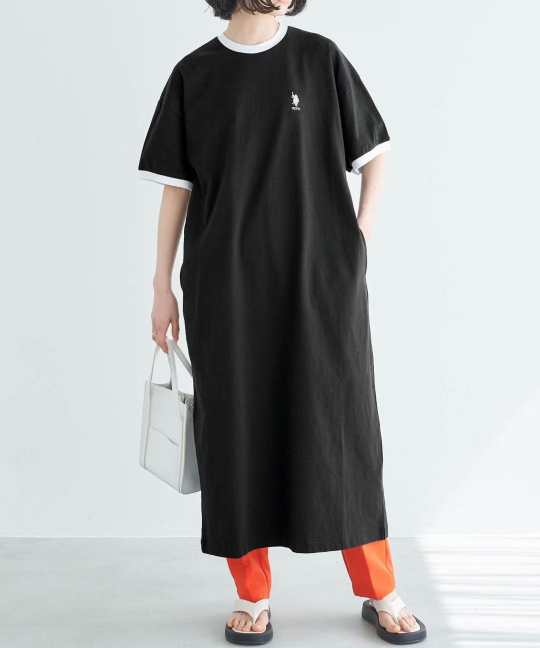 Polo撞色長裙