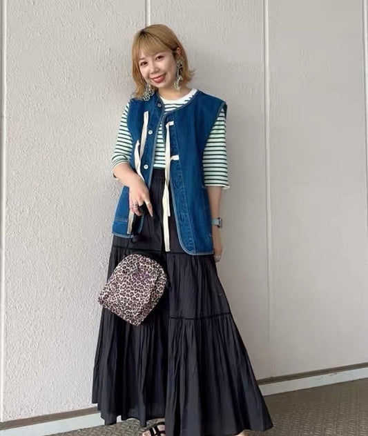 日單蝴蝶結牛仔背心