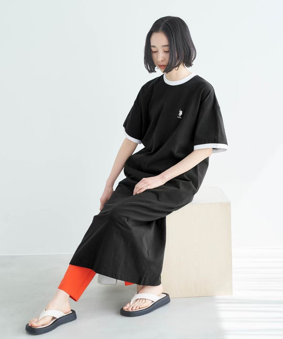 Polo撞色長裙