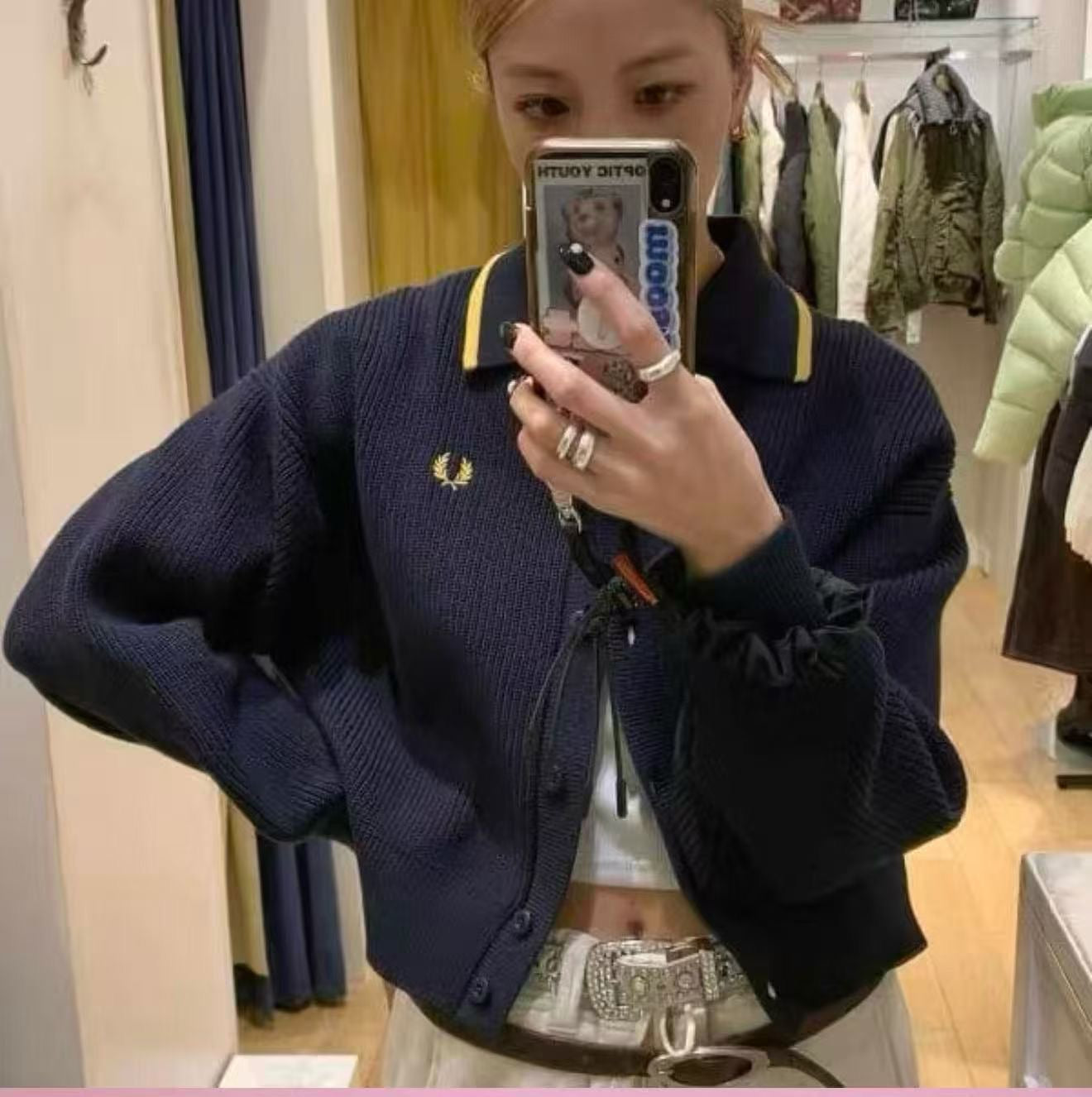 Fred perry企領針織cardigan