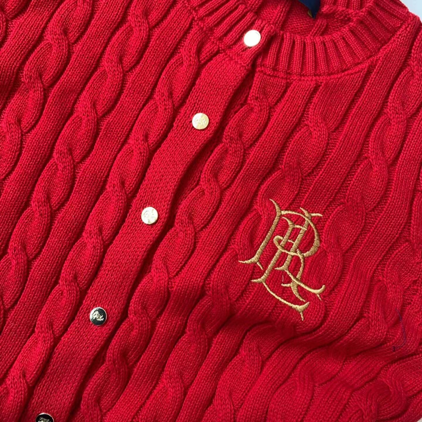 Polo麻花刺繡cardigan