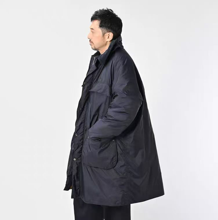 45R燈芯絨領夾棉中長外套