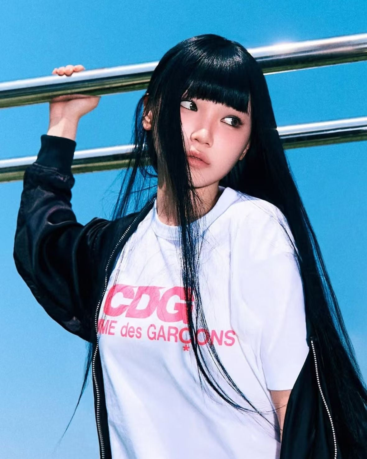 CDG play 粉紅logo tee
