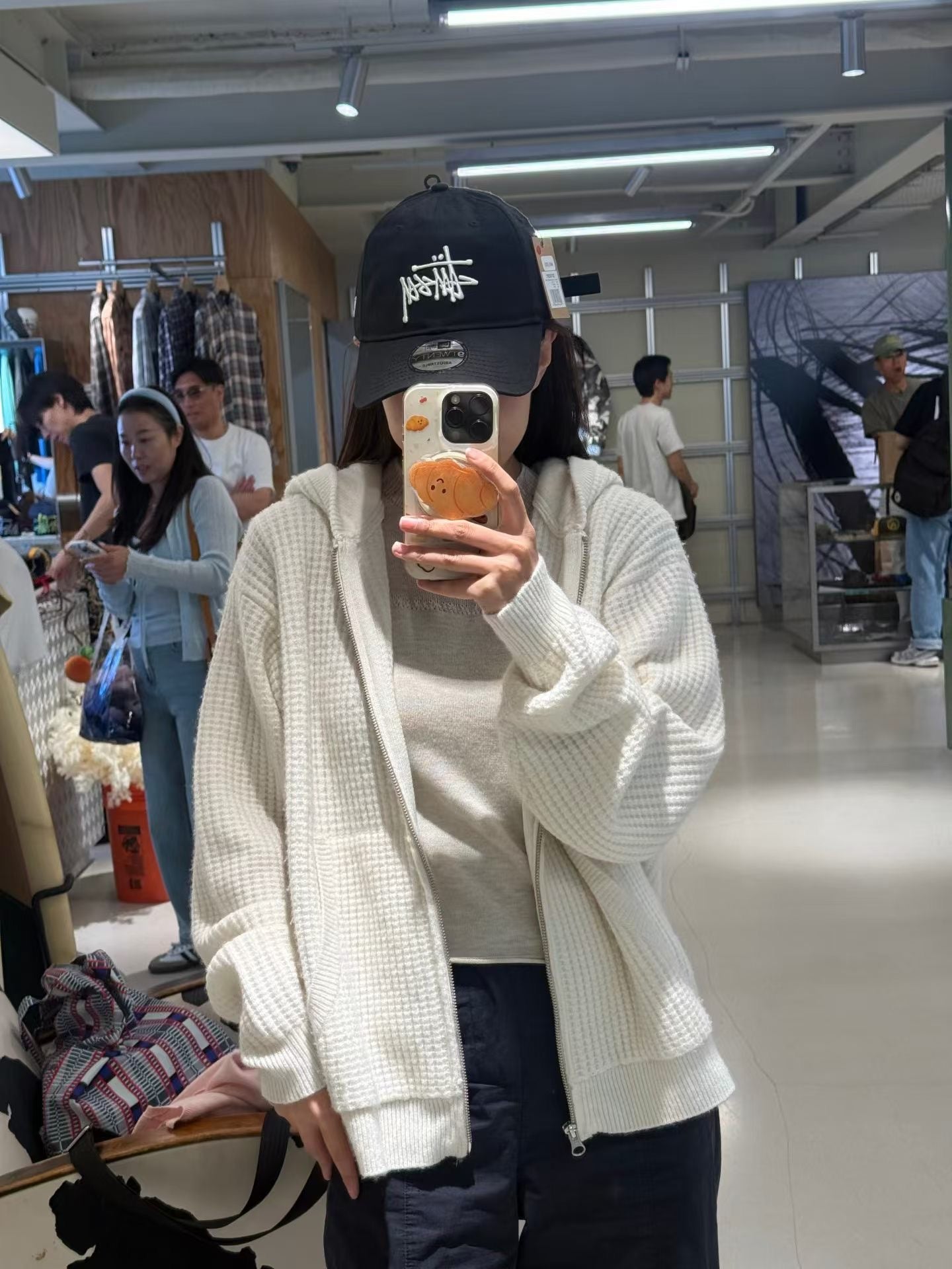 Stussy double layer waffle zip hoodies