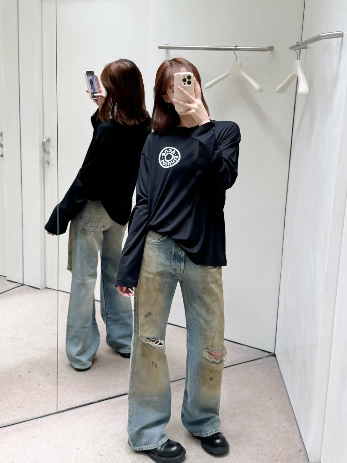 Acne studios logo 長袖tee