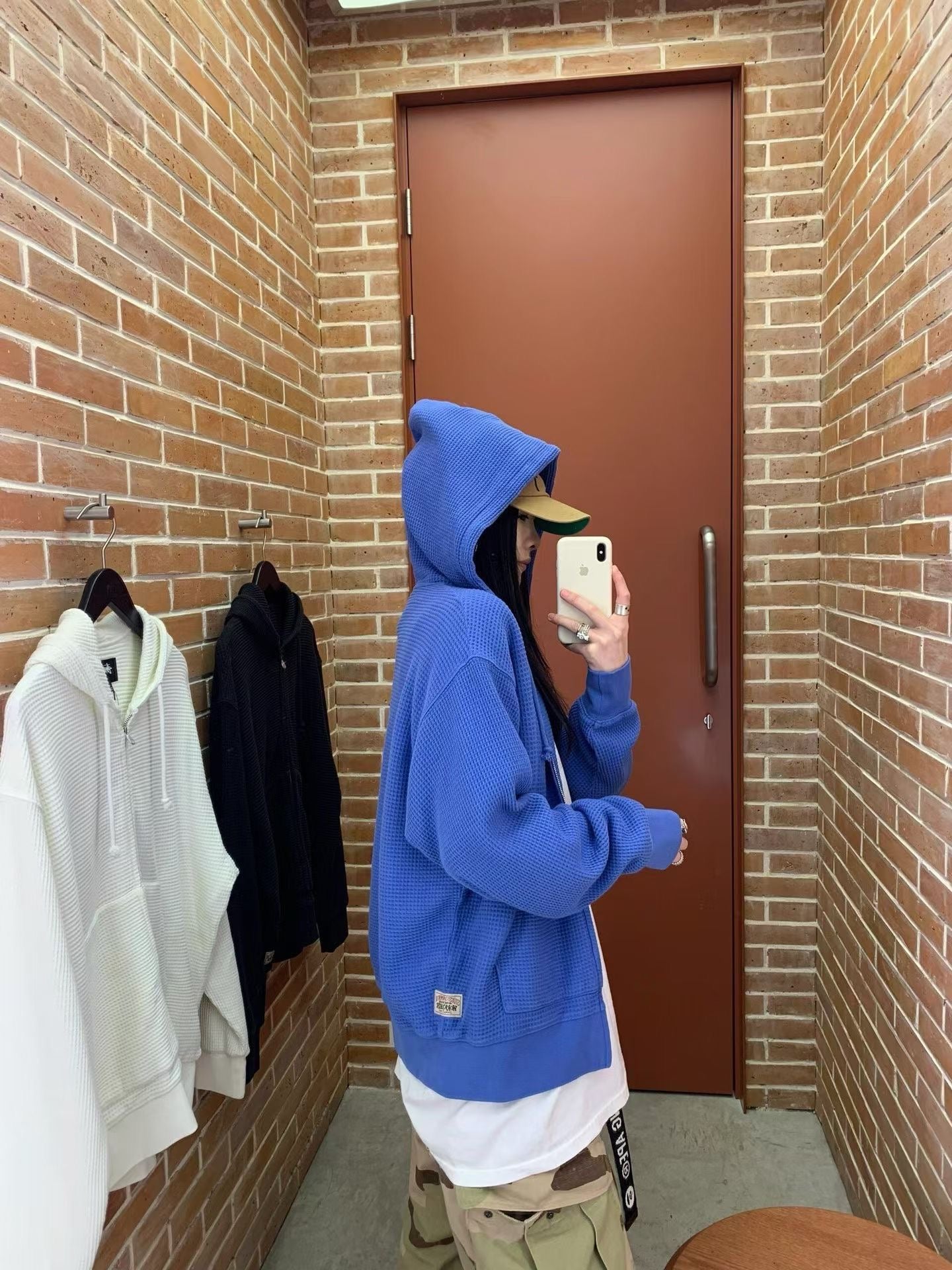 Stussy double layer waffle zip hoodies