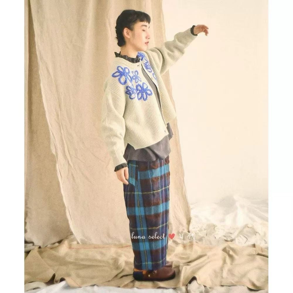 日本貴牌tumugu手工刺繡羊毛cardigan