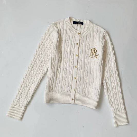 Polo麻花刺繡cardigan