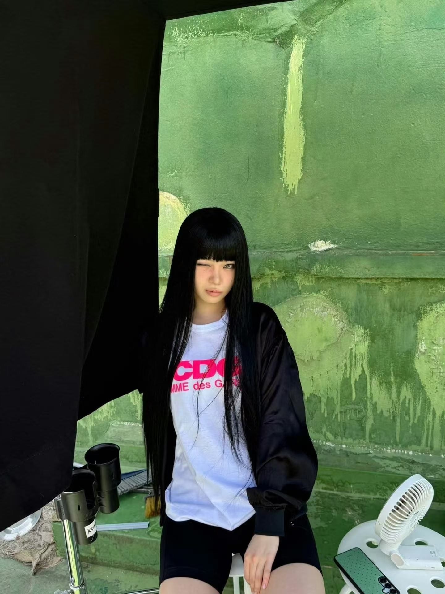 CDG play 粉紅logo tee