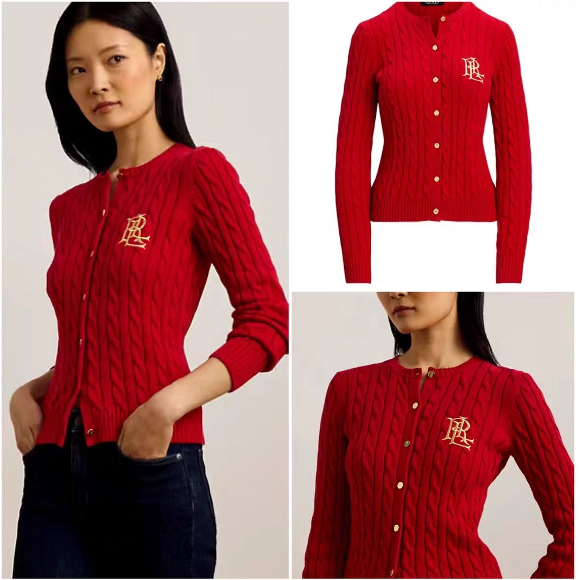 Polo麻花刺繡cardigan