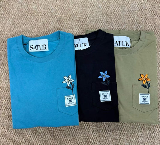 Satur 刺繡pocket tee