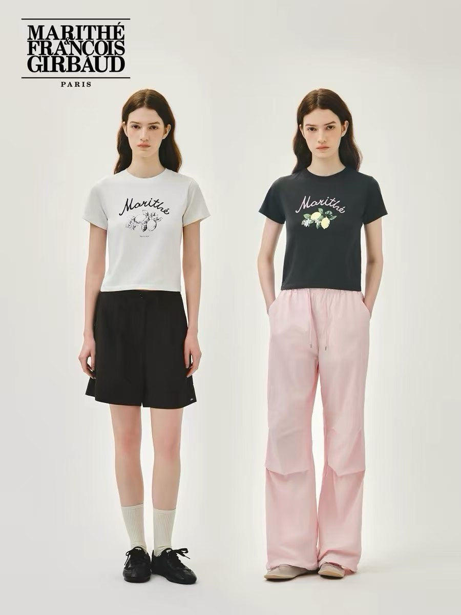 Marithe 刺繡字母lemon tee