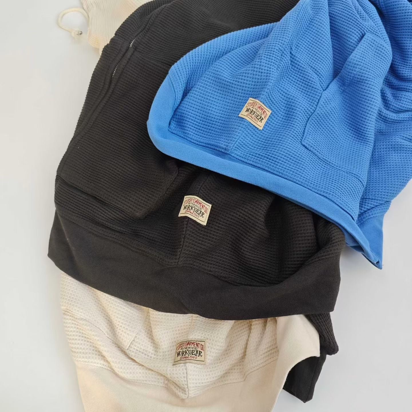 Stussy double layer waffle zip hoodies