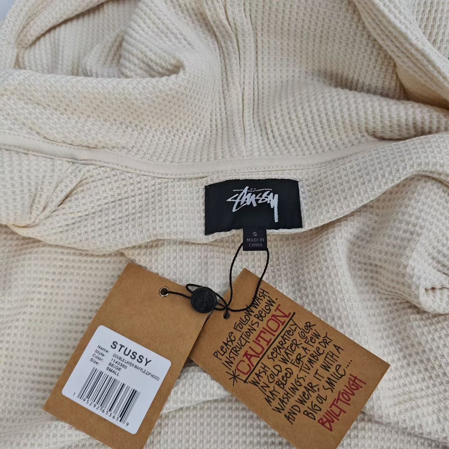 Stussy double layer waffle zip hoodies