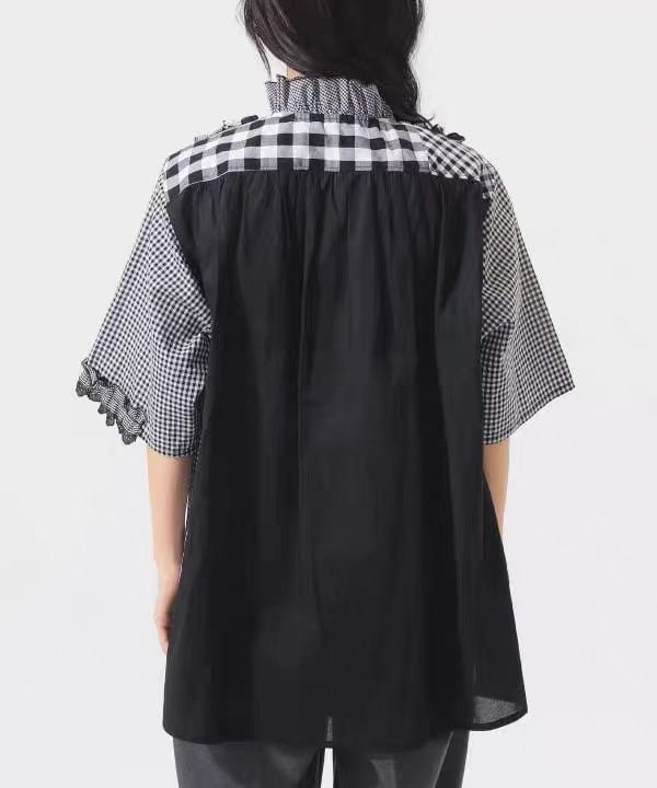 Beams蝴蝶結格仔裇衫